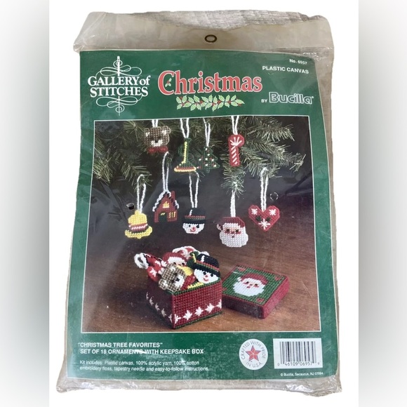 Bucilla Gallery of Stitches Christmas 18 Ornaments w/ Keepsake Box Craft Kit NEW - Picture 1 of 6